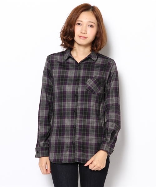 NANO universe（ナノユニバース）の「BARK TANNAGE/スタンダードワイヤーネルシャツ   L/S（シャツ/ブラウス・レディース・レッド/パープル/ネイビー/グレー/ブラウン・36/38）」の9枚目の写真