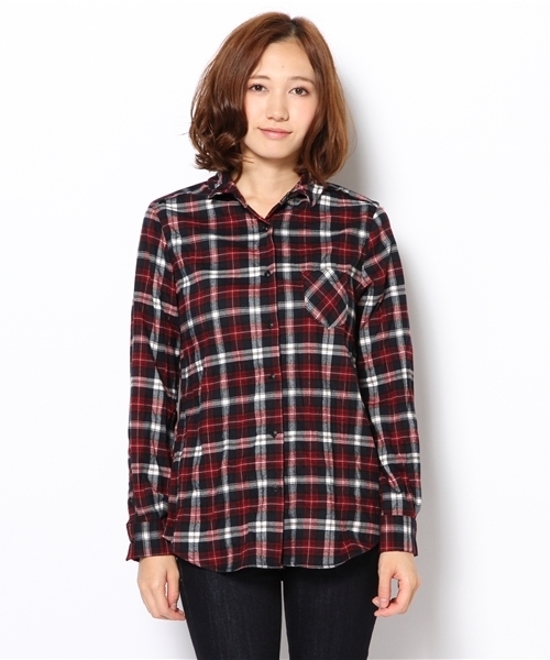 NANO universe（ナノユニバース）の「BARK TANNAGE/スタンダードワイヤーネルシャツ   L/S（シャツ/ブラウス・レディース・レッド/パープル/ネイビー/グレー/ブラウン・36/38）」の10枚目の写真