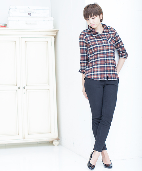 NANO universe（ナノユニバース）の「BARK TANNAGE/スタンダードワイヤーネルシャツ   L/S（シャツ/ブラウス・レディース・レッド/パープル/ネイビー/グレー/ブラウン・36/38）」の13枚目の写真