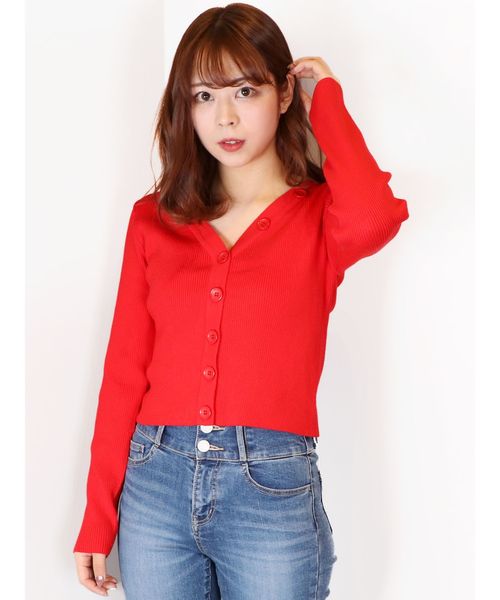 dazzlin（ダズリン）の「Vネックマルチボタンカーデ（カーディガン/ボレロ・レディース・ブラック/オフホワイト/レッド・FREE）」の16枚目の写真