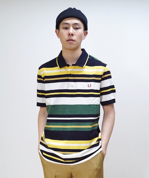 FRED PERRY(フレッドペリー)の「FRED PERRY BOLD STRIPE PIQUE SHIRT(ポロシャツ・メンズ・グリーン系その他・M/L)」の1枚目の写真