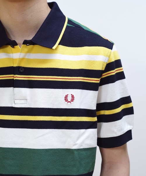 FRED PERRY(フレッドペリー)の「FRED PERRY BOLD STRIPE PIQUE SHIRT(ポロシャツ・メンズ・グリーン系その他・M/L)」の2枚目の写真