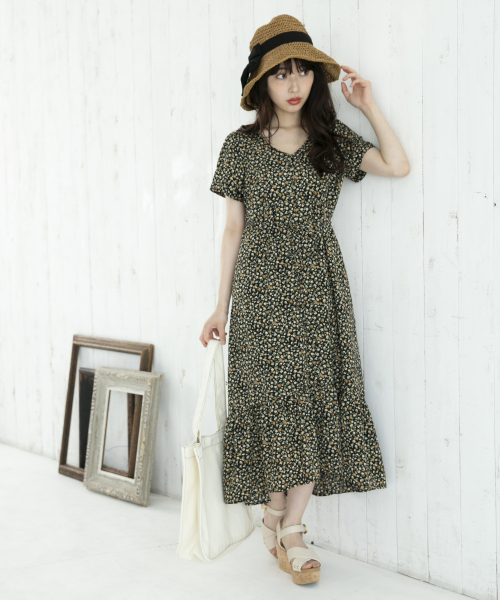 Heather（ヘザー）の「ヴィンテージガラワンピースS/S　839292（ワンピース・レディース・ブラック系その他/ブルー系その他/ベージュ系その他2/ベージュ系その他・FREE）」の2枚目の写真