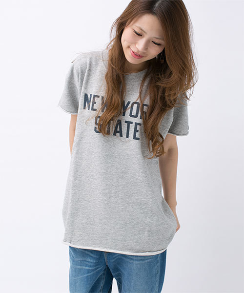NANO universe（ナノユニバース）の「Champion/S/S CREWNECK SWEATSHIRT（Tシャツ/カットソー・レディース・オートミール/ネイビー/グレー・MEDIUM）」の2枚目の写真