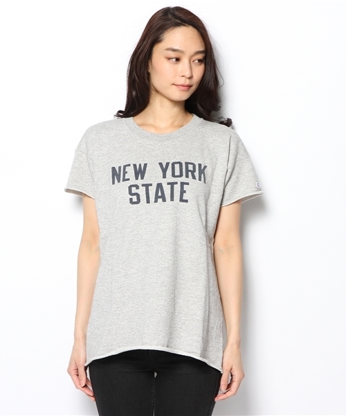 NANO universe（ナノユニバース）の「Champion/S/S CREWNECK SWEATSHIRT（Tシャツ/カットソー・レディース・オートミール/ネイビー/グレー・MEDIUM）」の10枚目の写真