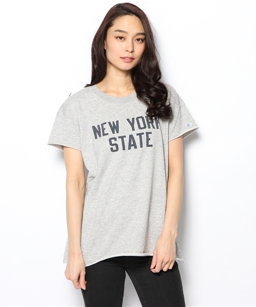 NANO universe（ナノユニバース）の「Champion/S/S CREWNECK SWEATSHIRT（Tシャツ/カットソー・レディース・オートミール/ネイビー/グレー・MEDIUM）」の8枚目の写真