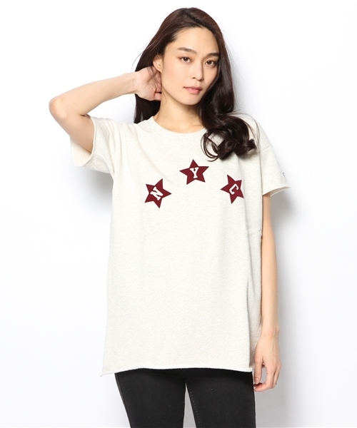 NANO universe（ナノユニバース）の「Champion/S/S CREWNECK SWEATSHIRT（Tシャツ/カットソー・レディース・オートミール/ネイビー/グレー・MEDIUM）」の9枚目の写真
