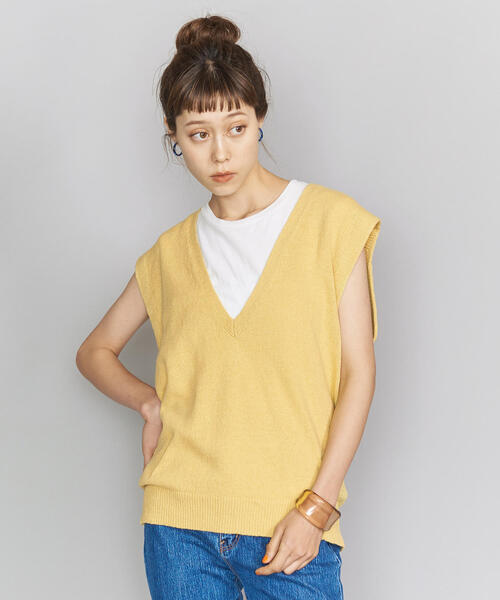 BEAUTY&YOUTH スラブディープVネックフレンチスリーブニット BEAUTY&YOUTH UNITED ARROWS（ビューティーアンドユースユナイテッド