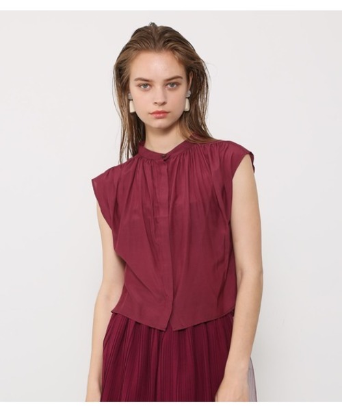 EBLOA(エブロア)の「フロントギャザーTOP(Tシャツ/カットソー)」|パープル