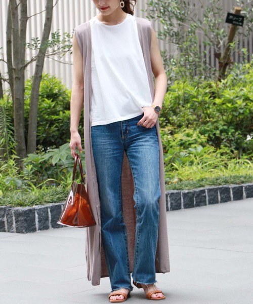 HER CLOSET(ハークローゼット)の「【HERCLOSET】前後2wayジレニットエプロンワンピース(ワンピース・レディース・ブラック/ベージュ/ブラウン/オフホワイト/グレイッシュベージュ・M)」の5枚目の写真