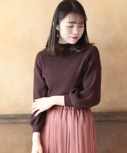 TRUDEA（トルディア）の「ボトルネック　リブニットプルオーバー（ニット/セーター・レディース・ホワイト/ライトグレー/ブラック/ブラウン/オレンジ/キャメル/ピンク/ベージュ/ネイビー/モカ・MEDIUM/LARGE）」の19枚目の写真