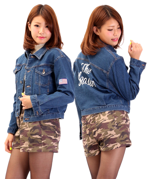 WEGO(ウィゴー)の「WEGO/デニムバック刺繍Gジャン(デニムジャケット・レディース・ブラック/ダークインディゴブルー・FREE)」の14枚目の写真