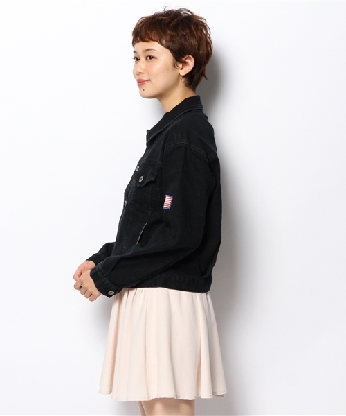 WEGO(ウィゴー)の「WEGO/デニムバック刺繍Gジャン(デニムジャケット・レディース・ブラック/ダークインディゴブルー・FREE)」の8枚目の写真