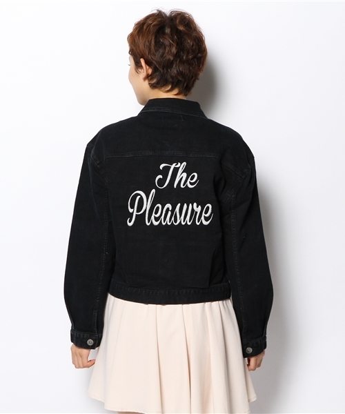 WEGO(ウィゴー)の「WEGO/デニムバック刺繍Gジャン(デニムジャケット・レディース・ブラック/ダークインディゴブルー・FREE)」の9枚目の写真