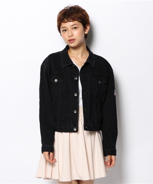 WEGO(ウィゴー)の「WEGO/デニムバック刺繍Gジャン(デニムジャケット・レディース・ブラック/ダークインディゴブルー・FREE)」の10枚目の写真