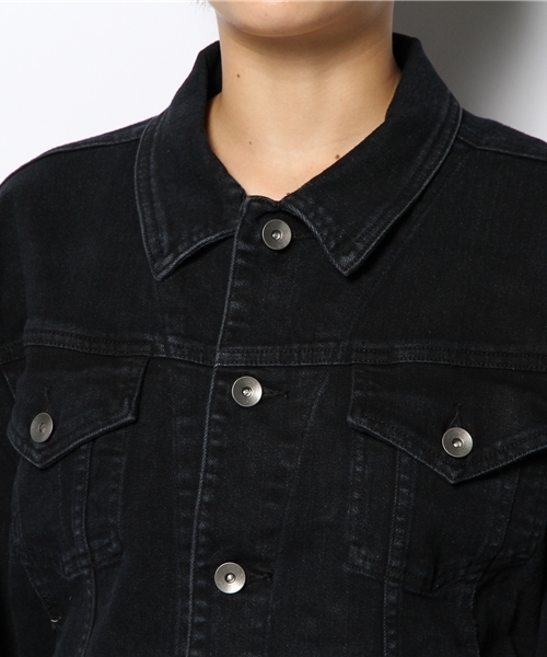 WEGO(ウィゴー)の「WEGO/デニムバック刺繍Gジャン(デニムジャケット・レディース・ブラック/ダークインディゴブルー・FREE)」の11枚目の写真