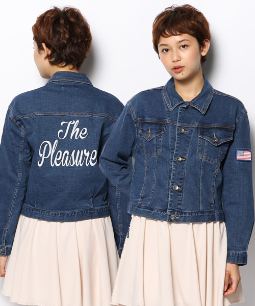 WEGO(ウィゴー)の「WEGO/デニムバック刺繍Gジャン(デニムジャケット・レディース・ブラック/ダークインディゴブルー・FREE)」の17枚目の写真