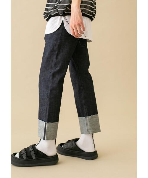 MONKEY TIME（モンキータイム）の「＜monkey time＞ SLEVAGE DENIM ROLL UP STRAIGHT/ロールアップデニム（デニムパンツ・メンズ・ネイビー・L/M/S/XL）」の4枚目の写真