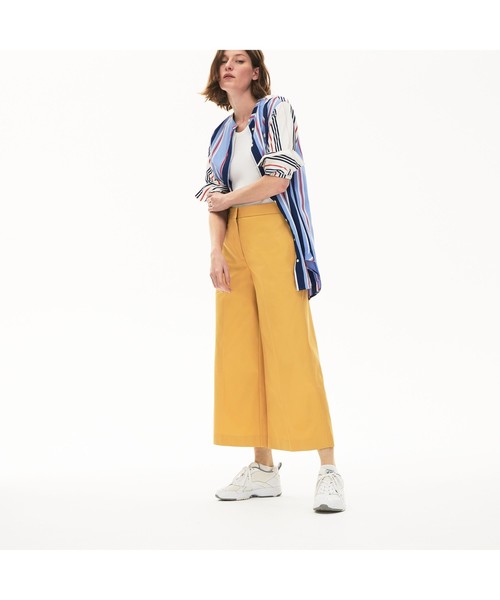 LACOSTE（ラコステ）の「ワイドプレミアムコットンパンツ（その他パンツ・レディース・ベージュ/ネイビー・40/38/36/34）」の2枚目の写真