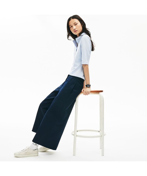 LACOSTE（ラコステ）の「ワイドプレミアムコットンパンツ（その他パンツ・レディース・ベージュ/ネイビー・40/38/36/34）」の3枚目の写真