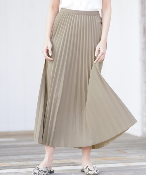 rps（アールピーエス）の「カットアムンゼンプリーツロングスカート（スカート・レディース・グリーン/チャコールグレー/グレイッシュベージュ/ブラック・M）」の3枚目の写真