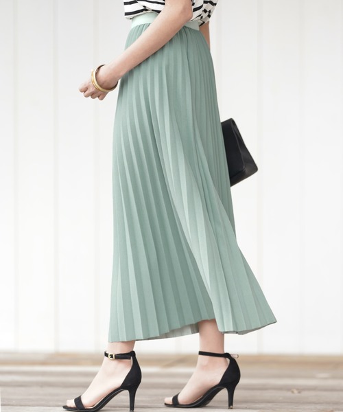 rps（アールピーエス）の「カットアムンゼンプリーツロングスカート（スカート・レディース・グリーン/チャコールグレー/グレイッシュベージュ/ブラック・M）」の12枚目の写真