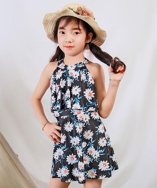 TeddyShop（テディショップ）の「キッズ水着 ハイネックおめかしフリルオールインワンワンピーススイムウェア（水着・キッズ・ブラック系その他/チェック/ブラック系その他2/ネイビー/ブラック/ライラック/オレンジ/ライトブルー/ホワイト系その他/ピンク・130cm/140cm/150cm/110cm/120cm/160cm）」の17枚目の写真