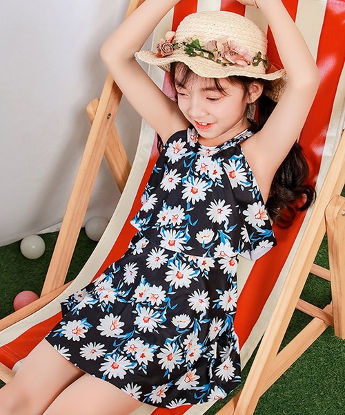 TeddyShop（テディショップ）の「キッズ水着 ハイネックおめかしフリルオールインワンワンピーススイムウェア（水着・キッズ・ブラック系その他/チェック/ブラック系その他2/ネイビー/ブラック/ライラック/オレンジ/ライトブルー/ホワイト系その他/ピンク・130cm/140cm/150cm/110cm/120cm/160cm）」の19枚目の写真