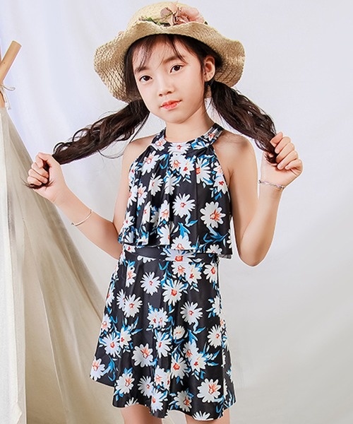 TeddyShop（テディショップ）の「キッズ水着 ハイネックおめかしフリルオールインワンワンピーススイムウェア（水着・キッズ・ブラック系その他/チェック/ブラック系その他2/ネイビー/ブラック/ライラック/オレンジ/ライトブルー/ホワイト系その他/ピンク・130cm/140cm/150cm/110cm/120cm/160cm）」の16枚目の写真