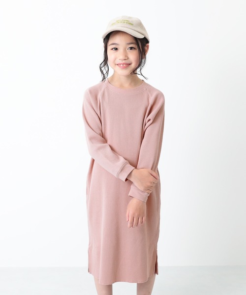 devirock(デビロック)の「ワッフルロング丈ワンピース(ワンピース・キッズ・ピンク系その他/モカ/パープル系その他/キャメル/ベージュ/ブラウン系その他・100cm/130cm/80cm/90cm/140cm/120cm/110cm/150cm/160cm)」の6枚目の写真