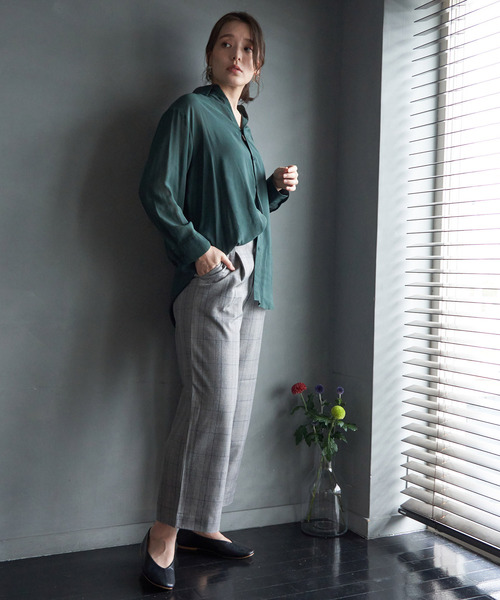 ROPE' PICNIC(ロペピクニック)の「ベーシックシアーシャツ(シャツ/ブラウス・レディース・ブラック/グレー/ブラウン/ダークグリーン・38)」の7枚目の写真