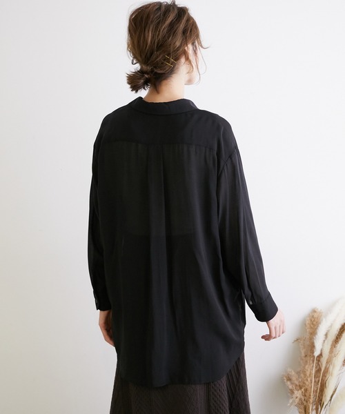 ROPE' PICNIC(ロペピクニック)の「ベーシックシアーシャツ(シャツ/ブラウス・レディース・ブラック/グレー/ブラウン/ダークグリーン・38)」の8枚目の写真