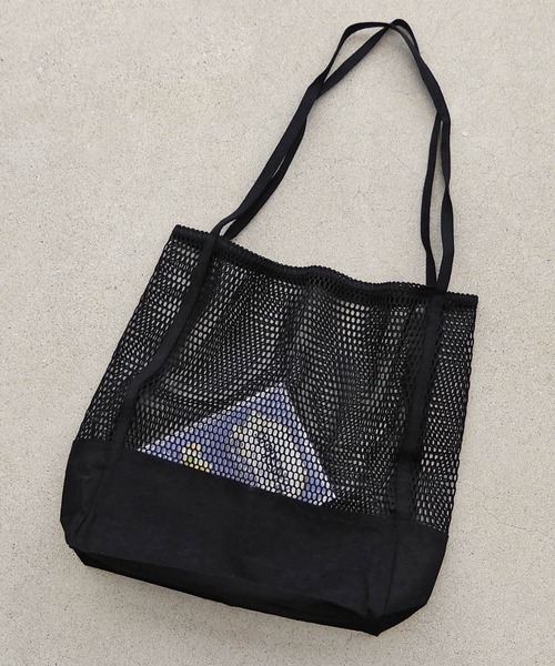 minia（ミニア）の「ハーフメッシュバッグ　◆（トートバッグ・レディース・ブラック/ホワイト・FREE）」の2枚目の写真