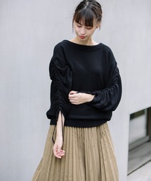 Munich | レーヨンウールギャザーニット　シャーリングスリーブプルオーバー(ニット/セーター)