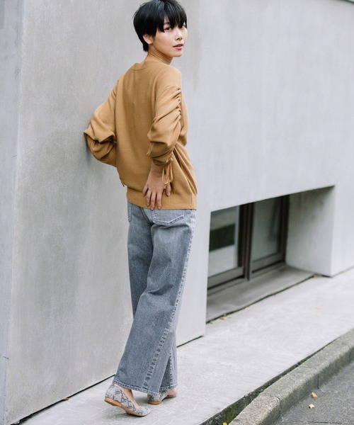 Munich（ミューニック）の「レーヨンウールギャザーニット　シャーリングスリーブプルオーバー（ニット/セーター・レディース・ブラック/レッド/ブラック系その他/キャメル/グレイッシュベージュ・FREE）」の20枚目の写真