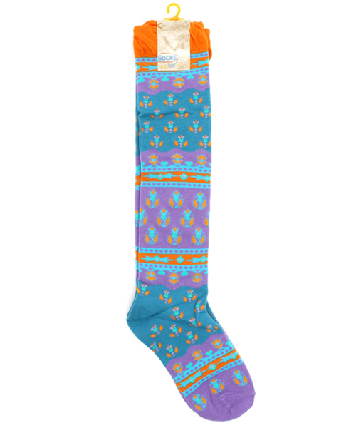 チャイハネ（チャイハネ）の「【チャイハネ】バグルプリントハイソックス24cm（ソックス/靴下・レディース・パープル/ピンク/レッド/ターコイズブルー/イエロー/オレンジ・FREE）」の2枚目の写真