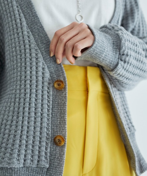 ANGIE（アンジー）の「コットンラフワッフルボリューム袖カーディガン（ボレロ・ショート丈）（カーディガン/ボレロ・レディース・杢グレー/ナチュラル/キャメル・FREE）」の10枚目の写真