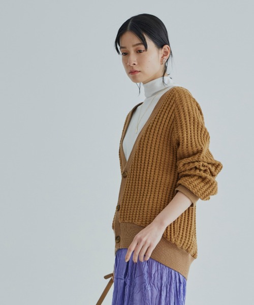 ANGIE（アンジー）の「コットンラフワッフルボリューム袖カーディガン（ボレロ・ショート丈）（カーディガン/ボレロ・レディース・杢グレー/ナチュラル/キャメル・FREE）」の16枚目の写真