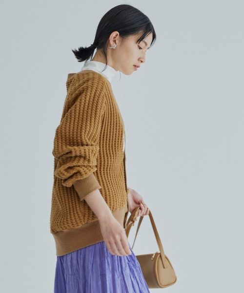 ANGIE（アンジー）の「コットンラフワッフルボリューム袖カーディガン（ボレロ・ショート丈）（カーディガン/ボレロ・レディース・杢グレー/ナチュラル/キャメル・FREE）」の15枚目の写真