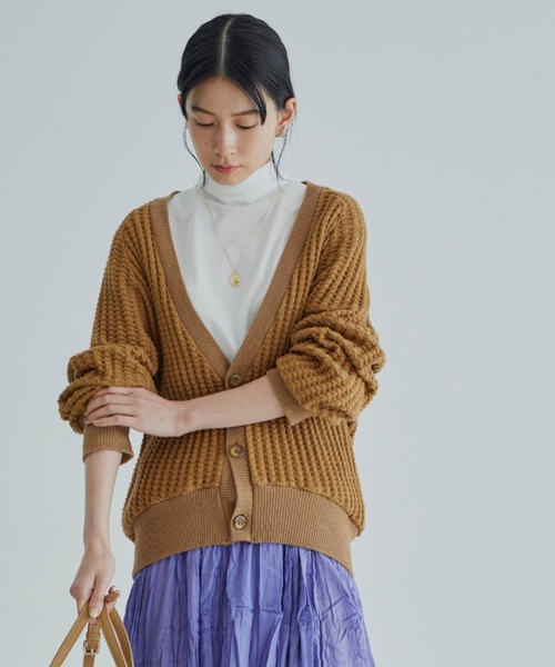 ANGIE（アンジー）の「コットンラフワッフルボリューム袖カーディガン（ボレロ・ショート丈）（カーディガン/ボレロ・レディース・杢グレー/ナチュラル/キャメル・FREE）」の17枚目の写真