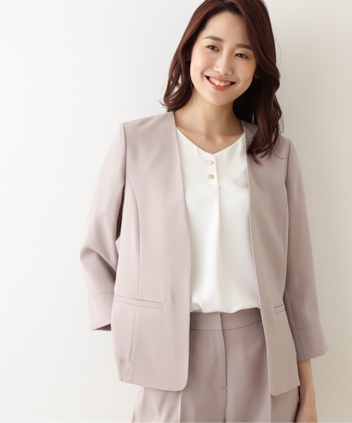 【美品✨】ナチュラルビューティーベーシック　ポリエステルドビーセットアップ 楽天市場】[洗える]ポリエステルドビーセットアップ ジャケット