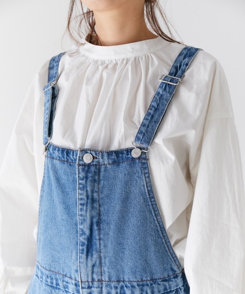 AZUL ENCANTO（アズールエンカント）の「デニムサロペット（サロペット/オーバーオール・レディース・ライトブルー/ホワイト・FREE）」の7枚目の写真