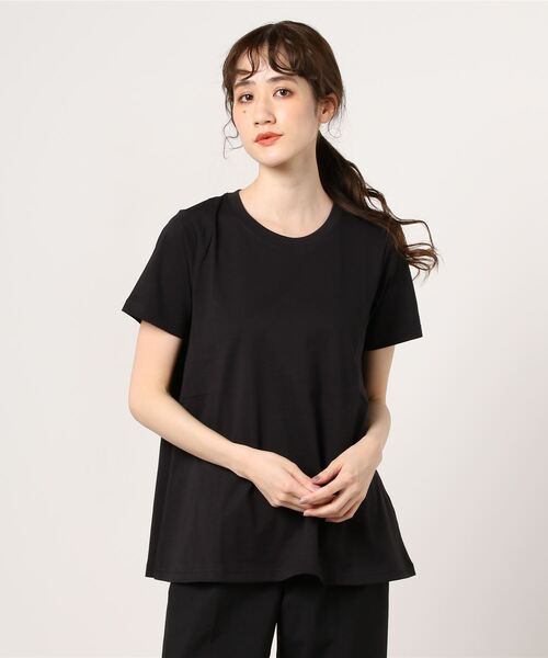 TIGORA(ティゴラ)の「ティゴラ TIGORA SMART コットンチュニックTシャツ(Tシャツ/カットソー・レディース・オフホワイト/ブラック/カーキ/ブラウン/ピンク・L/M/XL/S/XXL)」の2枚目の写真