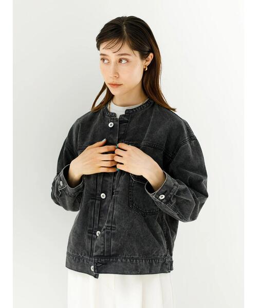 koe（コエ）の「スタンドカラーGジャン＊（ブルゾン・レディース・チャコールグレー/ナチュラル/ミント・L/M）」の6枚目の写真