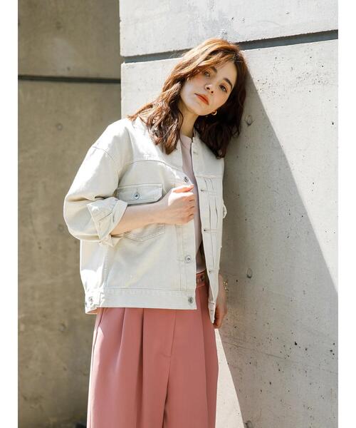 koe（コエ）の「スタンドカラーGジャン＊（ブルゾン・レディース・チャコールグレー/ナチュラル/ミント・L/M）」の4枚目の写真