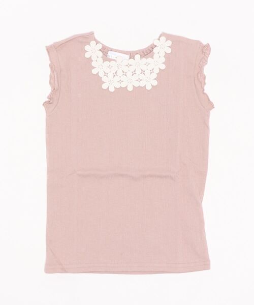 Will Mery（ウイルメリィ）の「お花レース使いＴシャツ（Tシャツ/カットソー・キッズ・オフホワイト/ピンク・130/120/100/110/80/95/90）」の2枚目の写真