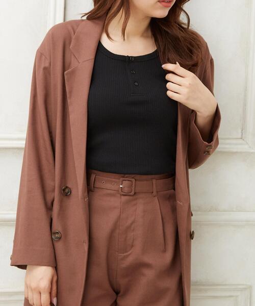 Allamanda(アラマンダ)の「ヘンリータンク(タンクトップ・レディース・ブラック/アイボリー/ライトブラウン/ミント・M)」の2枚目の写真