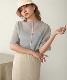 【WEB限定】キャミソール付シアーメロウ半袖トップス