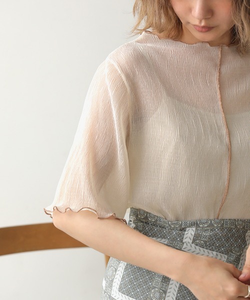 Bab（バブ）の「【WEB限定】キャミソール付シアーメロウ半袖トップス（Tシャツ/カットソー・レディース・ベージュ/オフホワイト/サックスブルー/ピンク・38）」の13枚目の写真