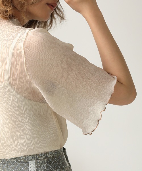 Bab（バブ）の「【WEB限定】キャミソール付シアーメロウ半袖トップス（Tシャツ/カットソー・レディース・ベージュ/オフホワイト/サックスブルー/ピンク・38）」の16枚目の写真